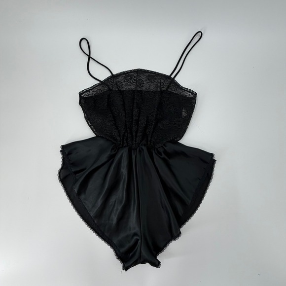 Circa 2000 Tops - Circa 2000 Vintage Black Lace and Satin Teddy Bodysuit Made in USA Size P